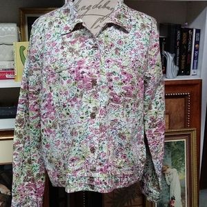 Christopher & Banks Floral Linen/Cotton Jacket XL
